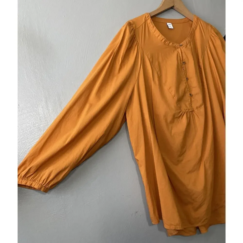 Old Navy Peasant Top Size XL Mustard Puff Sleeve Romantic Poet Pirate Boho Bib